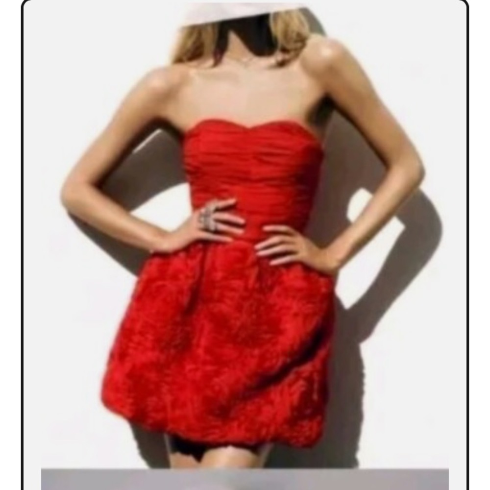 NWT H&M Strapless Red Dress limited edition sold out. Petite sizing fits 0/2P